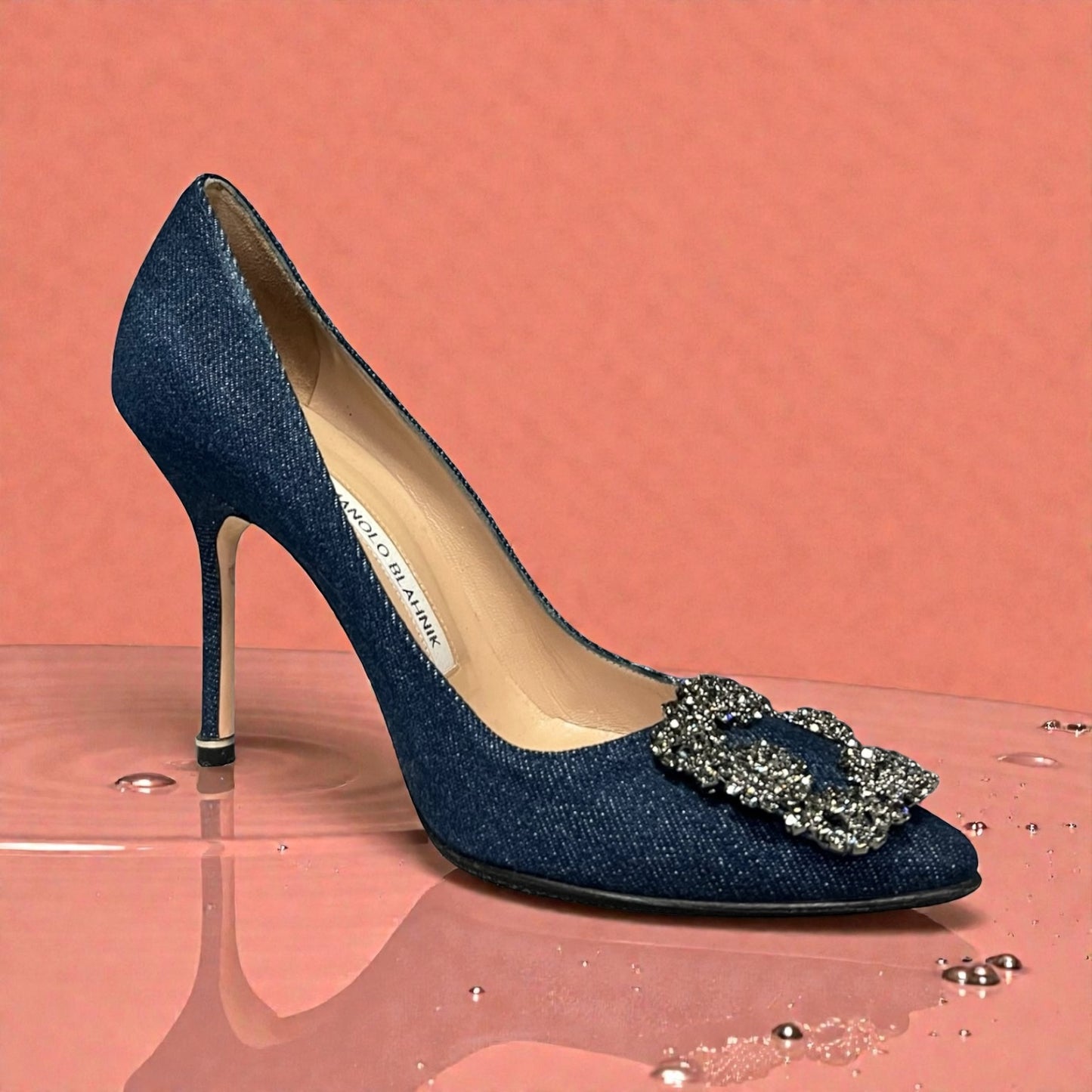 MANOLO BLAHNIK Denim Hangisi Pumps | 36.5