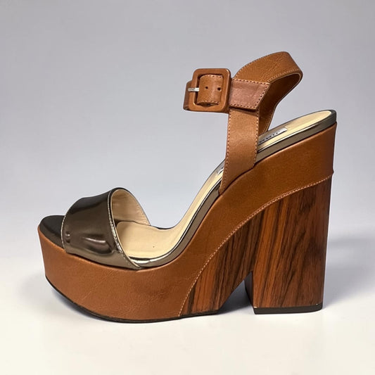JIMMY CHOO Wood + Leather Wedge Sandals |
