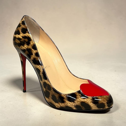 CHRISTIAN LOUBOUTIN Doracora in Patent Leopard + Red | 38