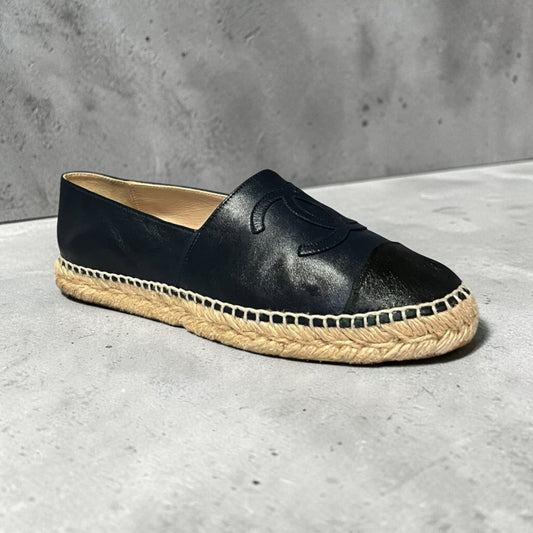 CHANEL Captoe Espadrilles Navy Black | 38