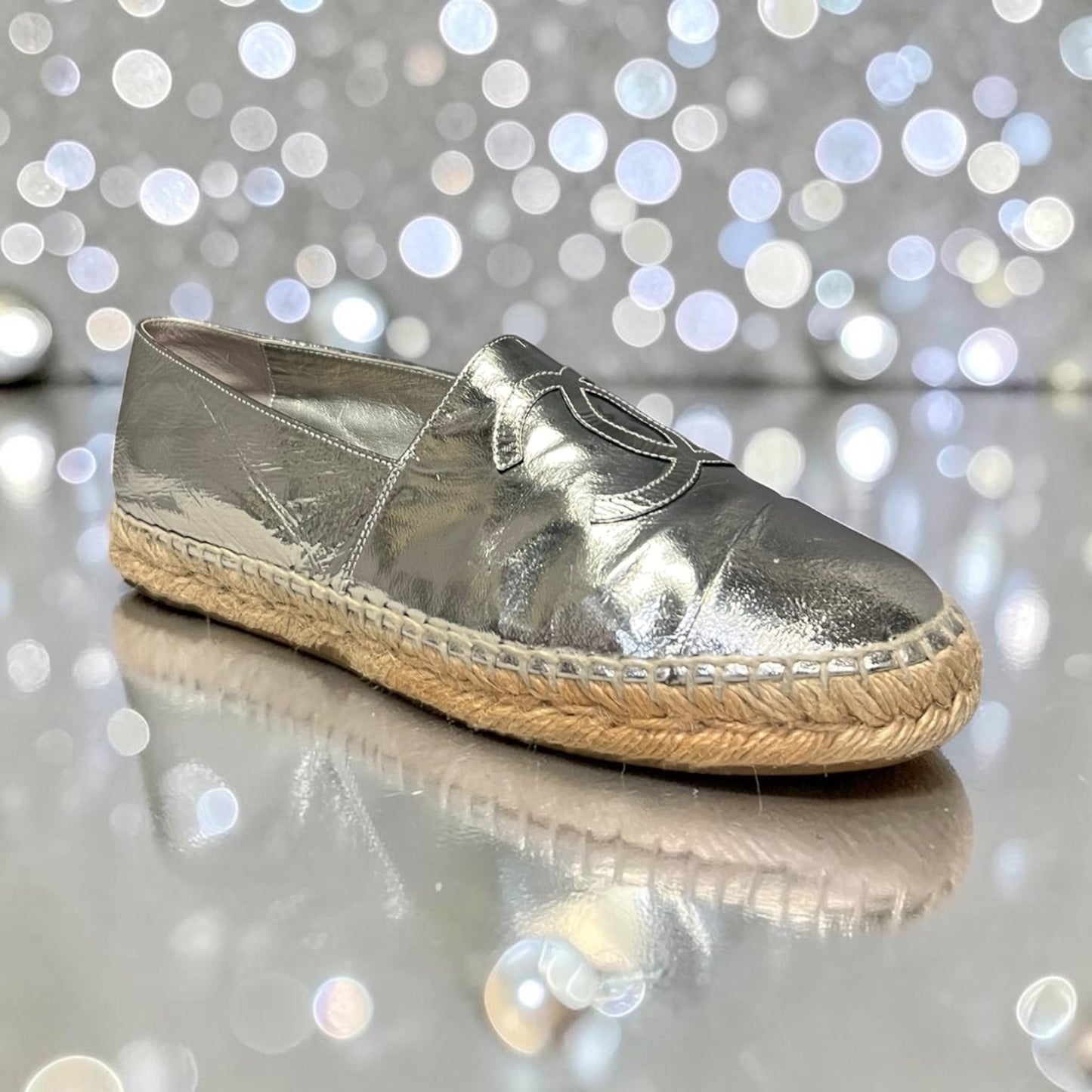 CHANEL Metallic Espadrilles in Silver | 38
