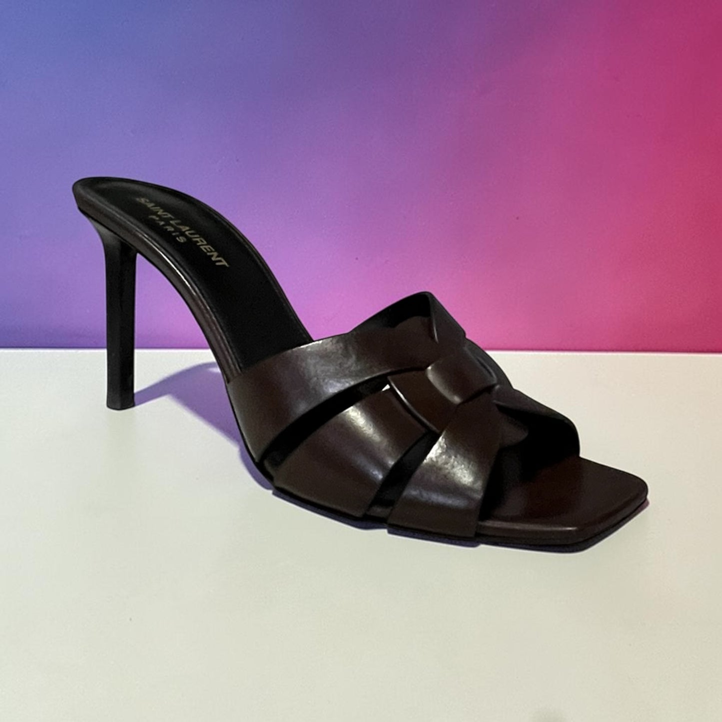SAINT LAURENT Tribute Mule Sandals in Brown | 39