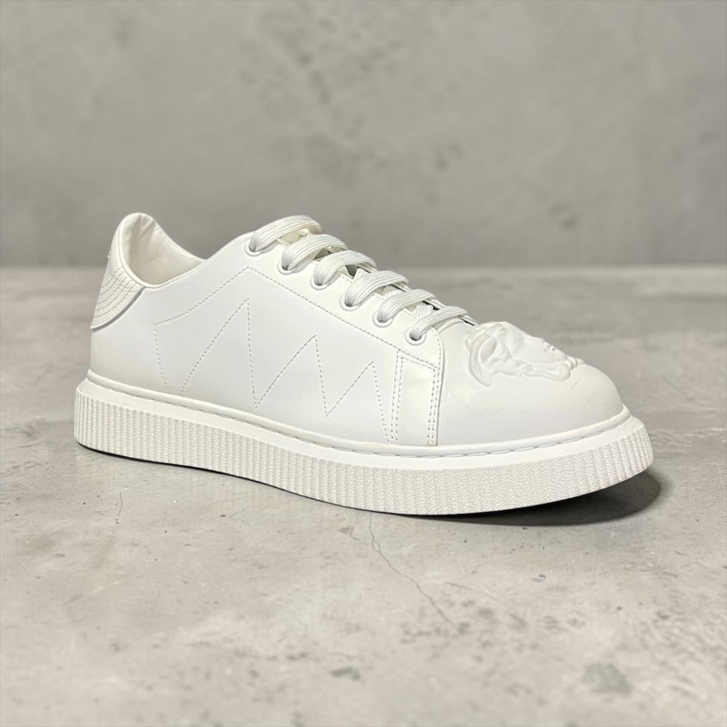 VERSACE Medusa Leather Sneakers in White | Mens 9; Womens 10.5