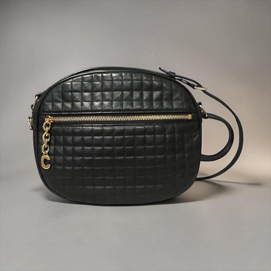 CELINE C Charm Quilted Camera Bag in Black