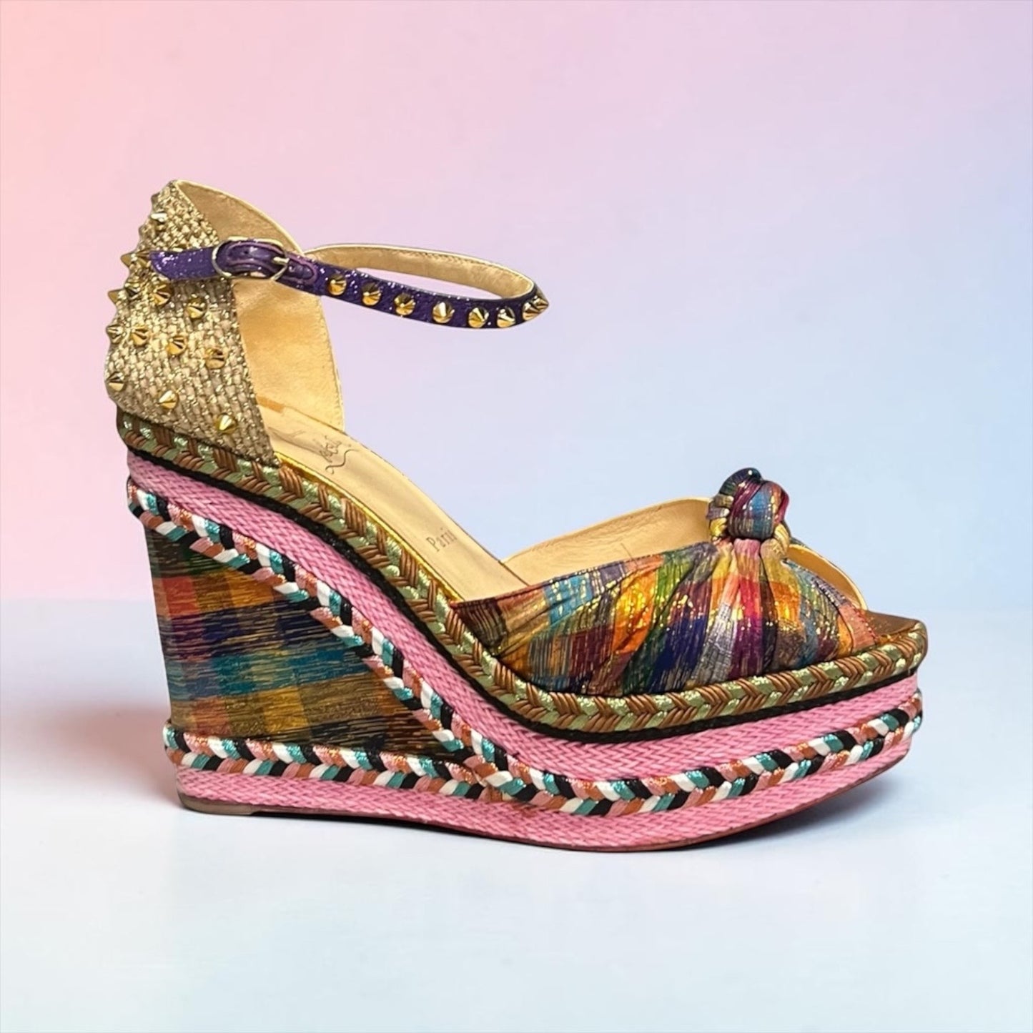 CHRISTIAN LOUBOUTIN Madcarina Spiked Disco Espadrille Wedge Sandal | 42