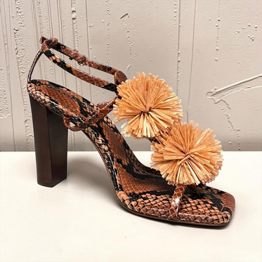 ULLA JOHNSON Isolde Python Embossed Pom Pom Sandal | 40