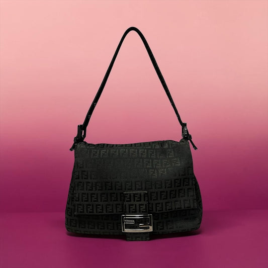 FENDI Zucchino Mamma Baguette in Black