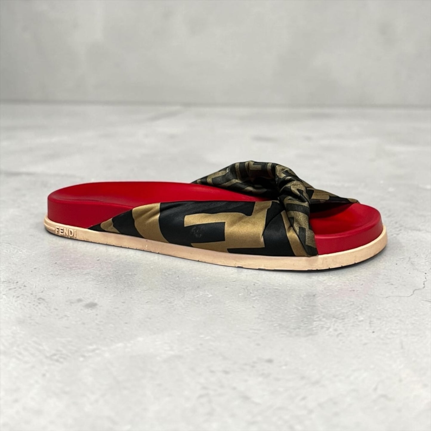 FENDI FF Twist Satin Slide Sandals | 41