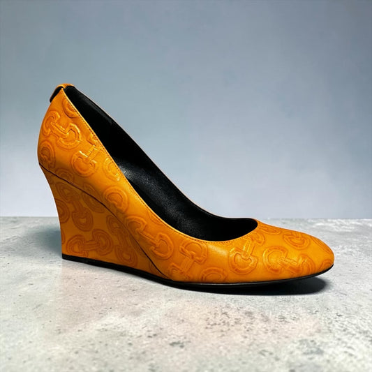 GUCCI Horsebit Embossed Wedges |38.5