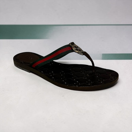 GUCCI Interlocking GG Web Flip Flop Sandals |39