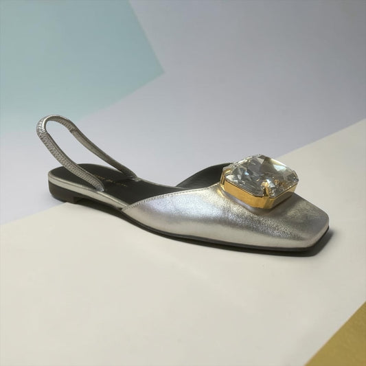 GIUSEPPE ZANOTTI Jewel Slingbacks in Pewter | 35