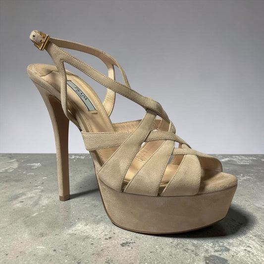 PRADA Suede Strappy Sandals | 39