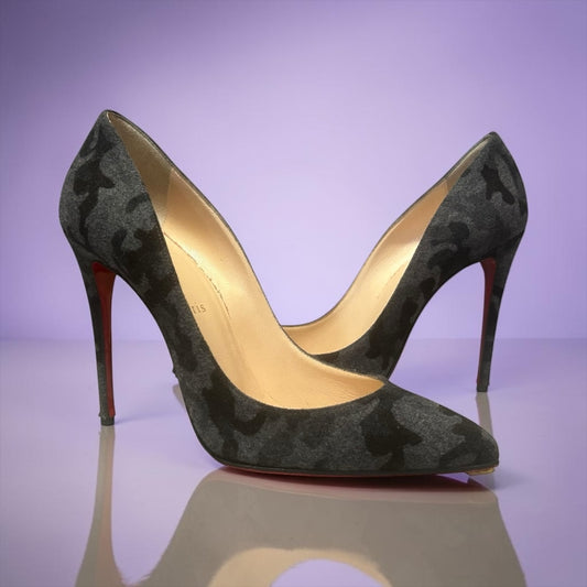 LOUBOUTIN Camo Pumps in Gray & Black | 39.5