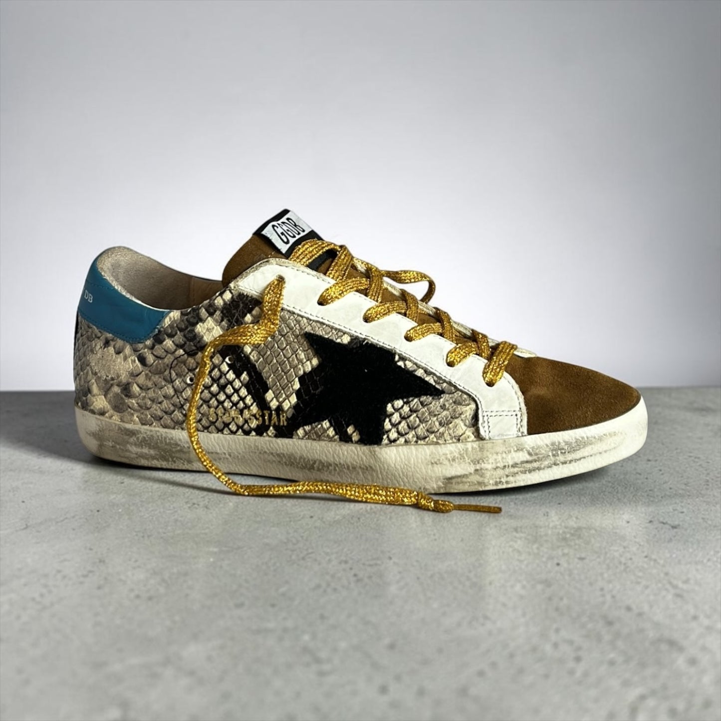 GOLDEN GOOSE Super-Star Snake + Suede Sneakers | 38
