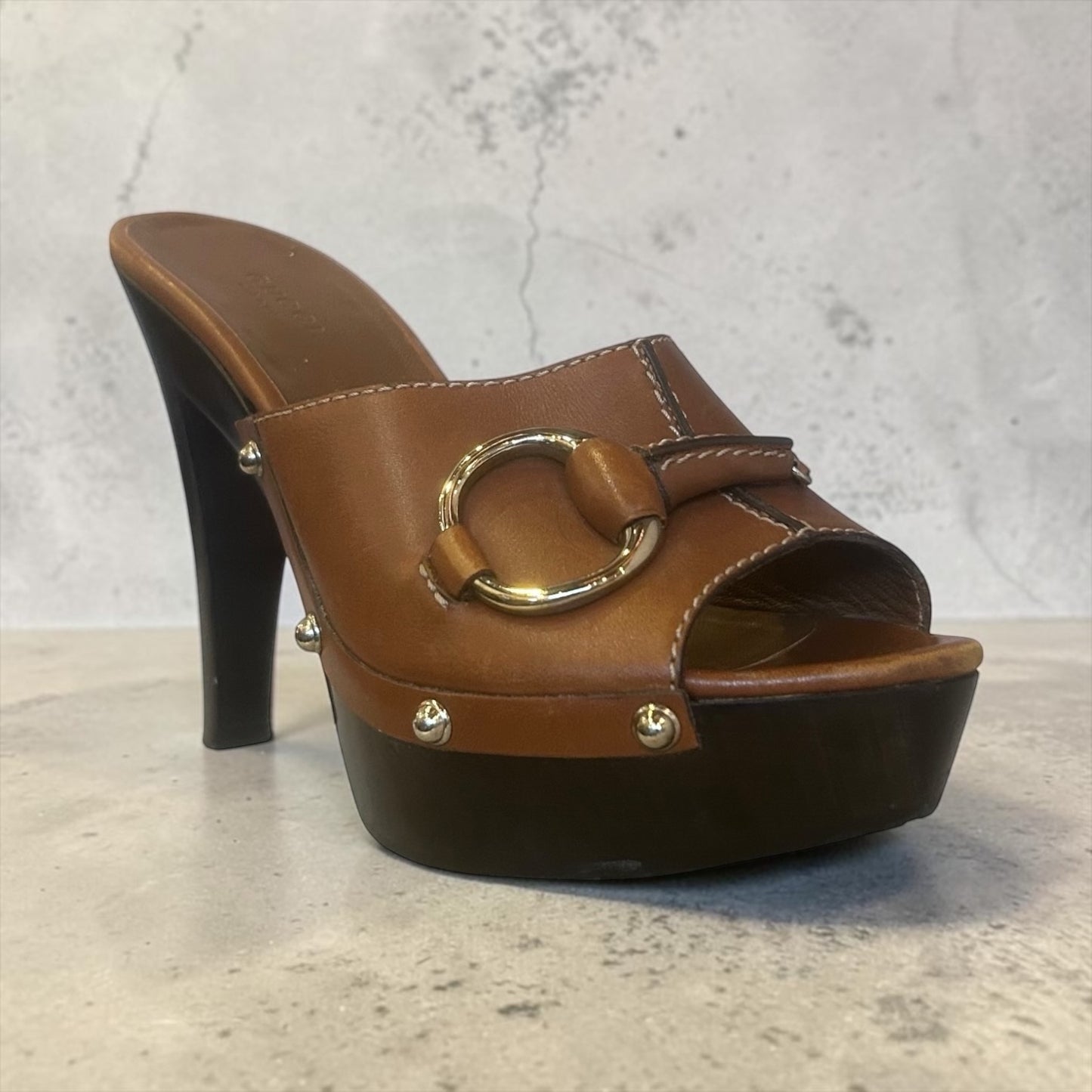 GUCCI Horsebit Mules in Brown | 36.5