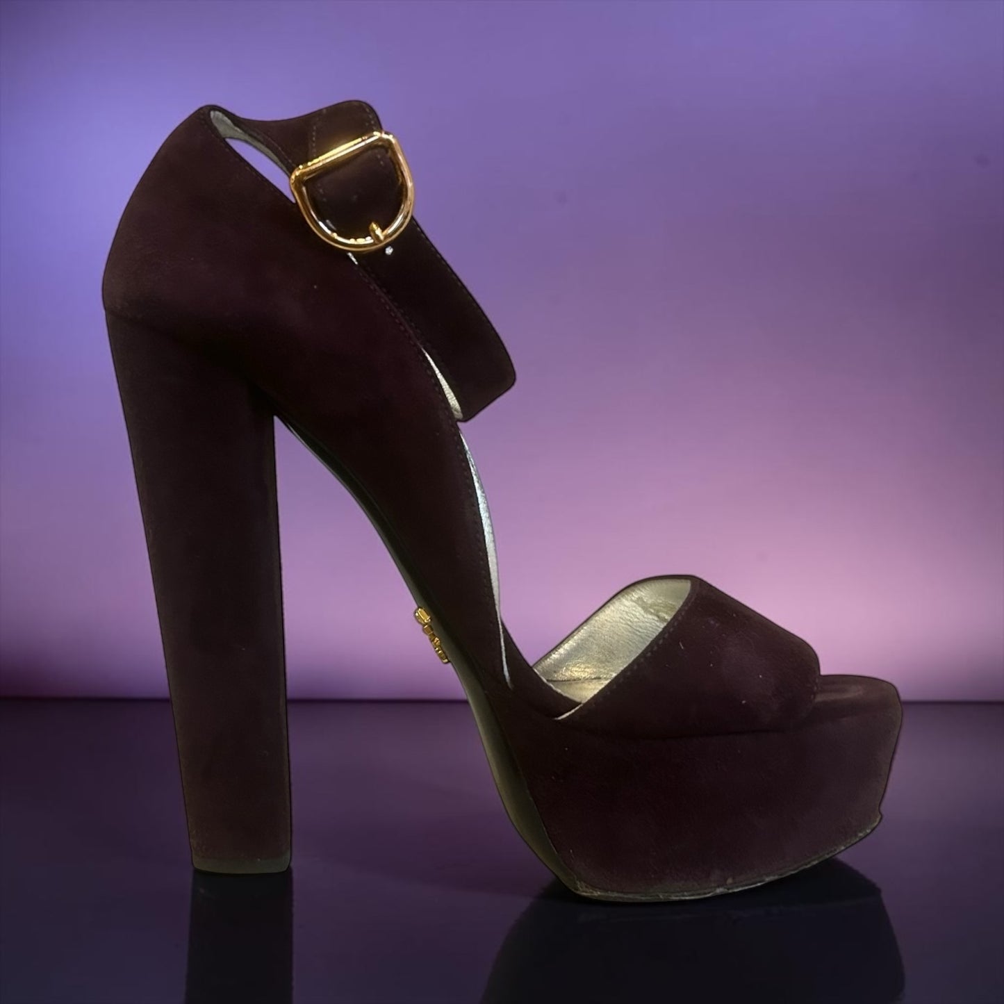 PRADA Suede Platform Sandals in Amethyst | 37.5