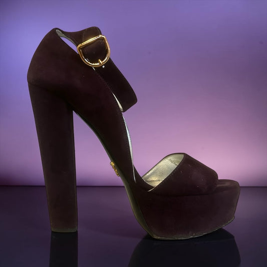 PRADA Suede Platform Sandals in Amethyst | 37.5