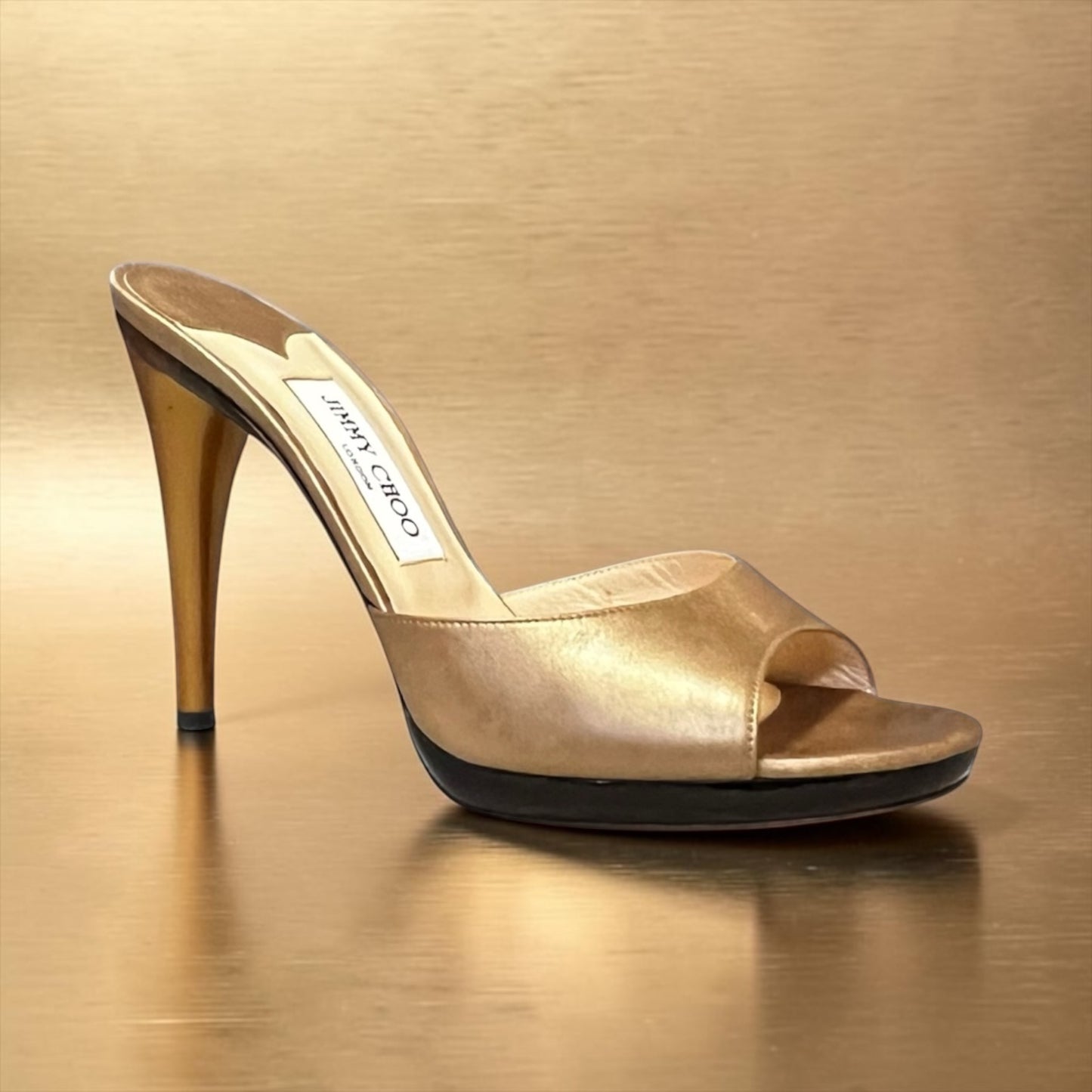 JIMMY CHOO Metallic Mules in Gold | 40