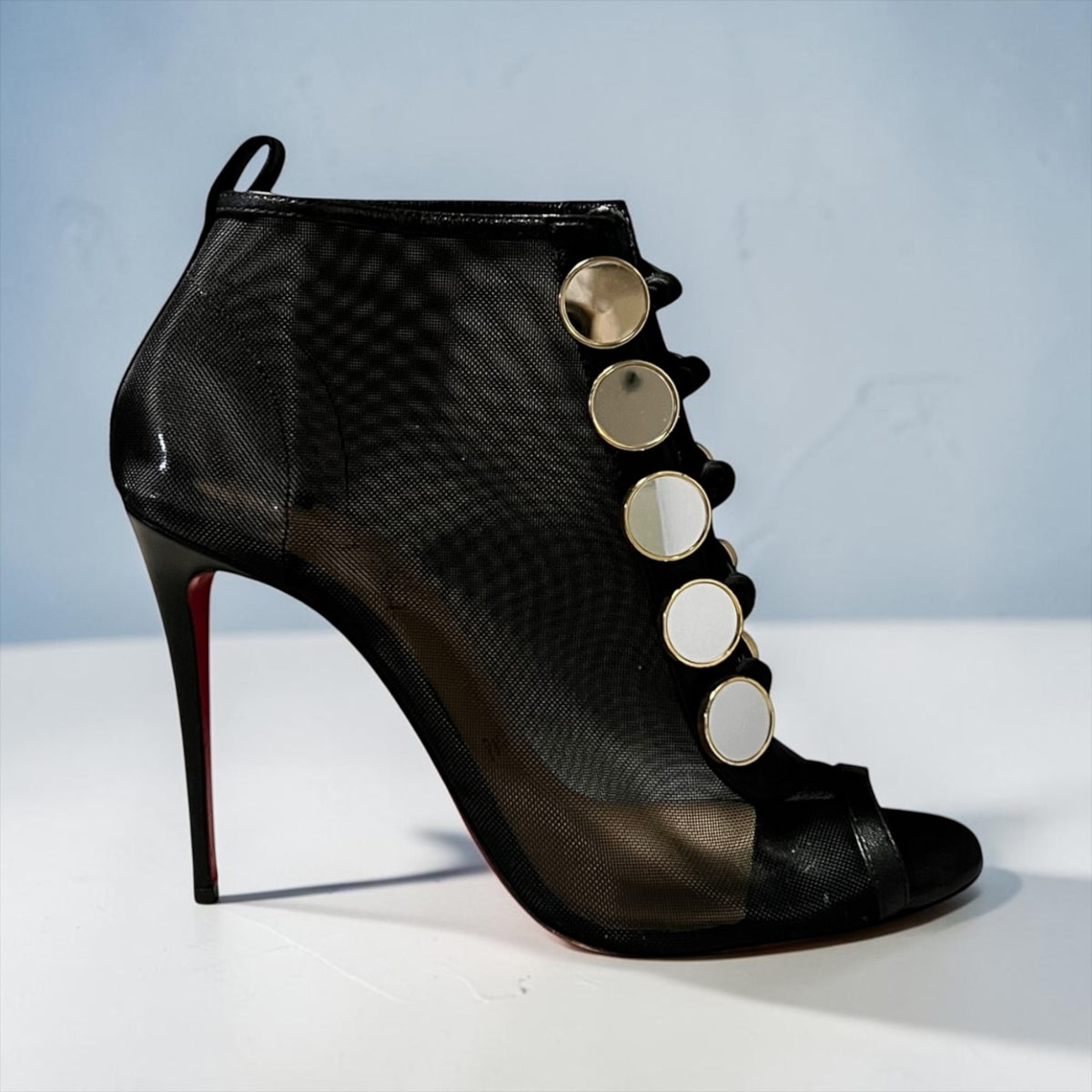 CHRISTIAN LOUBOUTIN Marika Mesh Booties in Black | 37.5