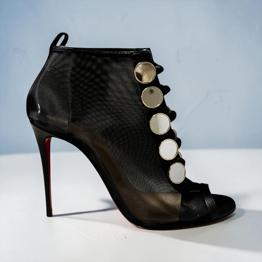 CHRISTIAN LOUBOUTIN Marika Mesh Booties in Black | 37.5