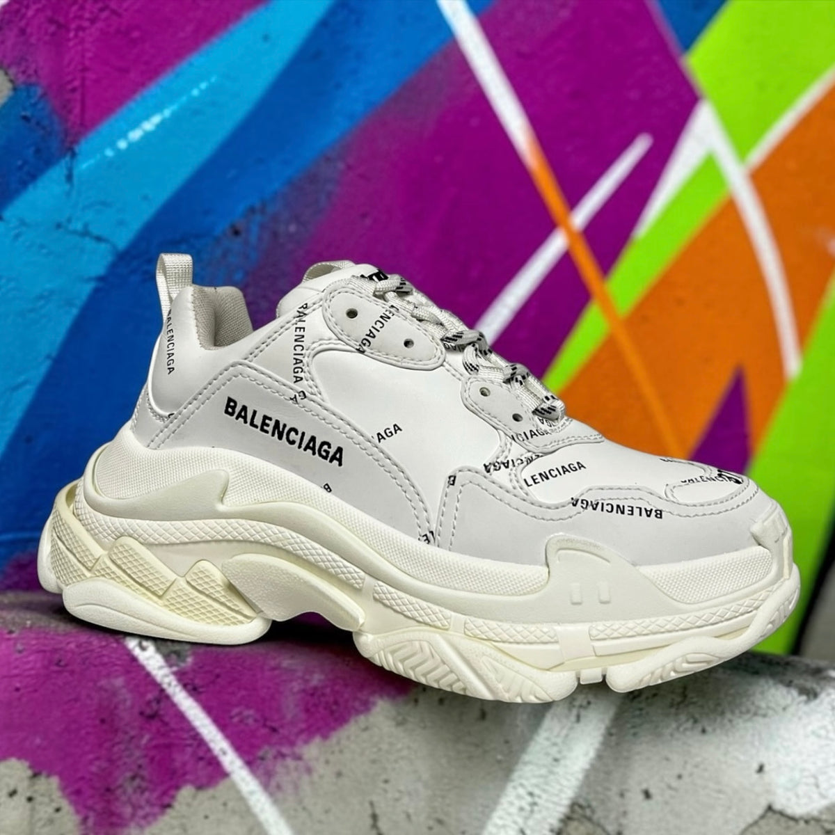 BALENCIAGA Allover Logo Triple S Sneakers | 37