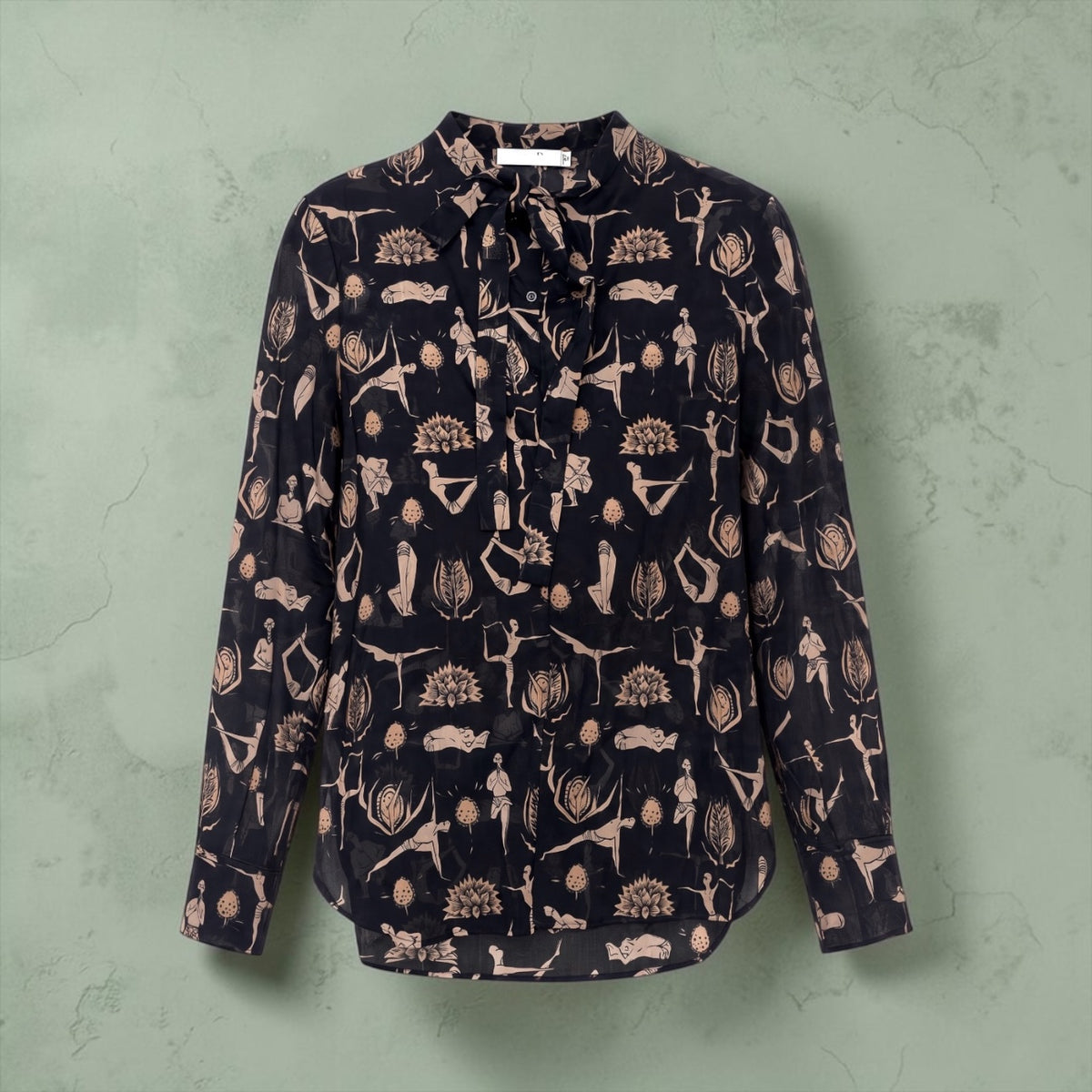 DIOR Yoga Print Blouse in Black and Nude | 12
