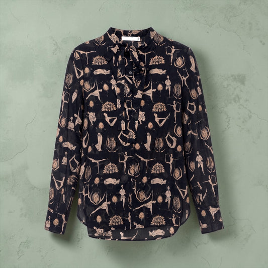 DIOR Yoga Print Blouse in Black and Nude | 12