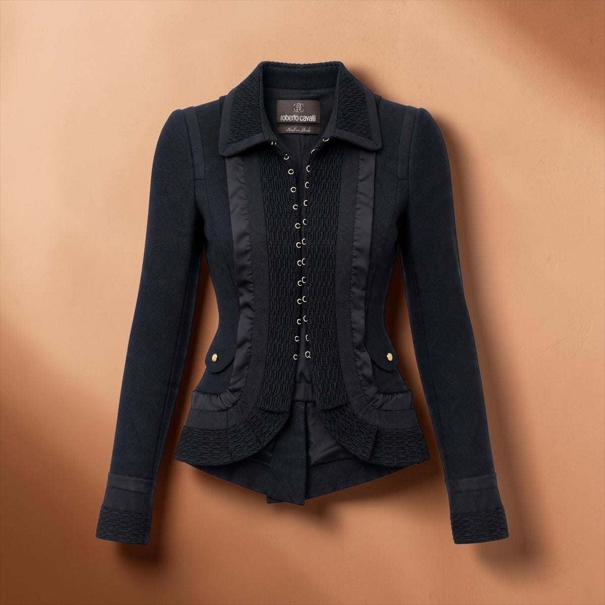 ROBERTO CAVALLI Ruffle Detail Jacket Black | 38