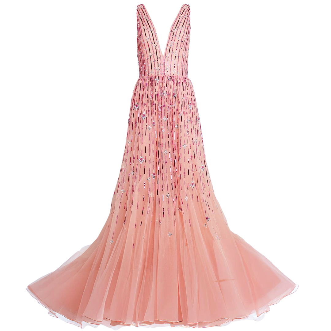 GEORGES HOBEIKA Embellished Tulle Gown| 36