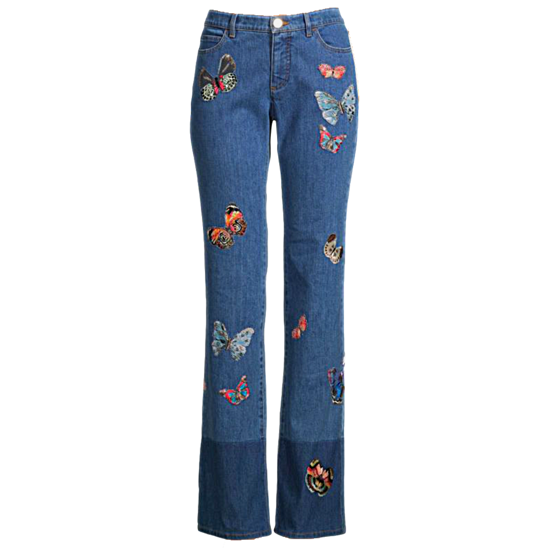 VALENTINO Butterfly Embroidered Jeans | Size 26