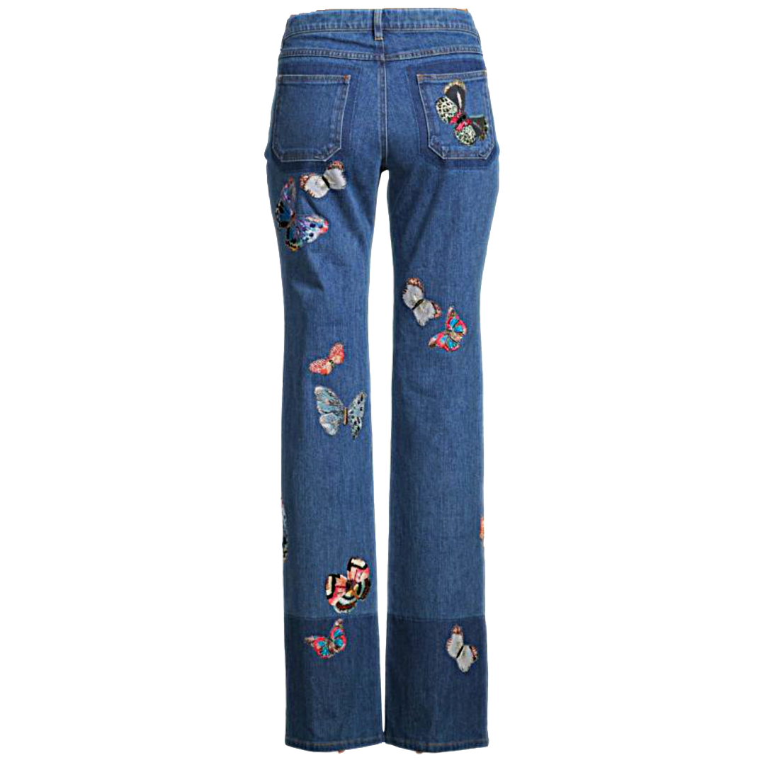 VALENTINO Butterfly Embroidered Jeans | Size 26