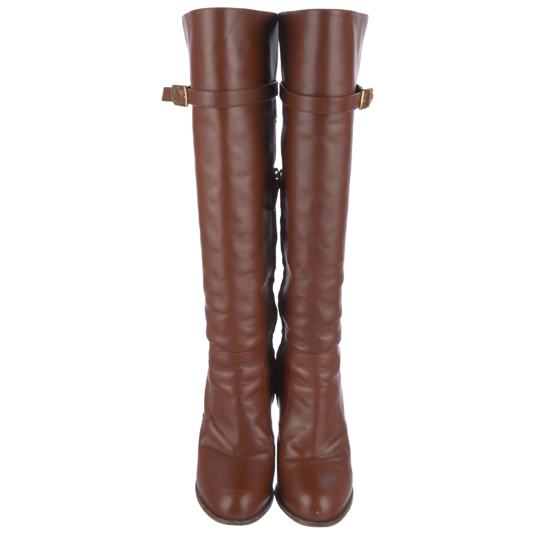 FENDI Brown Leather Knee-High Boots | Size 36