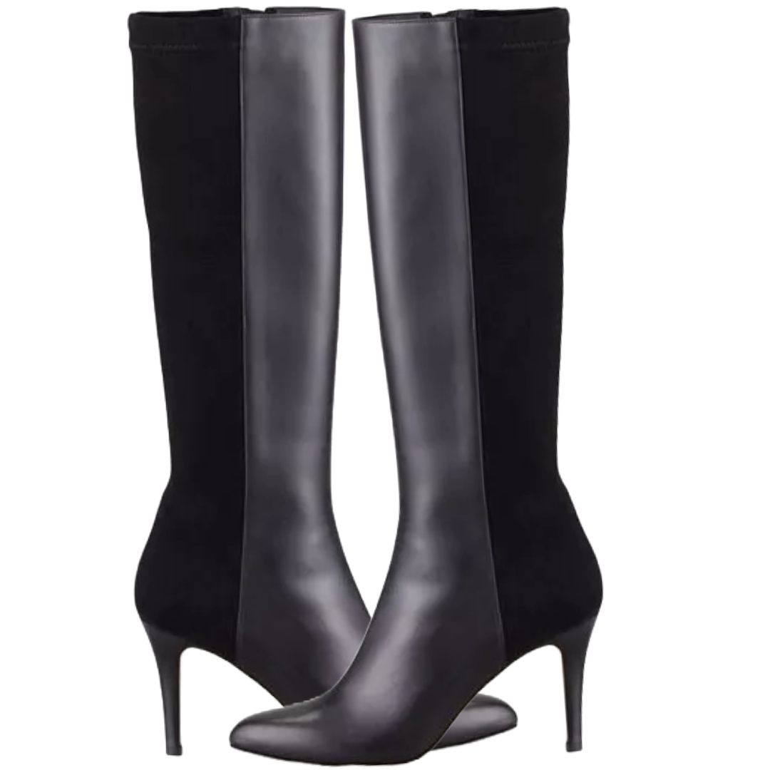 JIMMY CHOO Adele Stretch-Back Leather Boots | Size 37.5