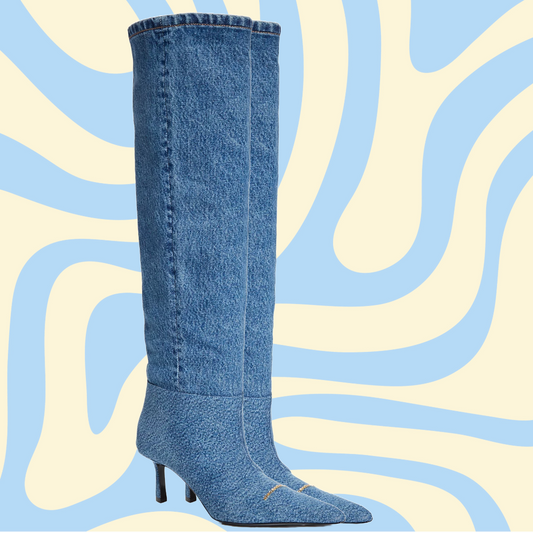 ALEXANDER WANG Viola Denim Slouch Boots | Size 36.5