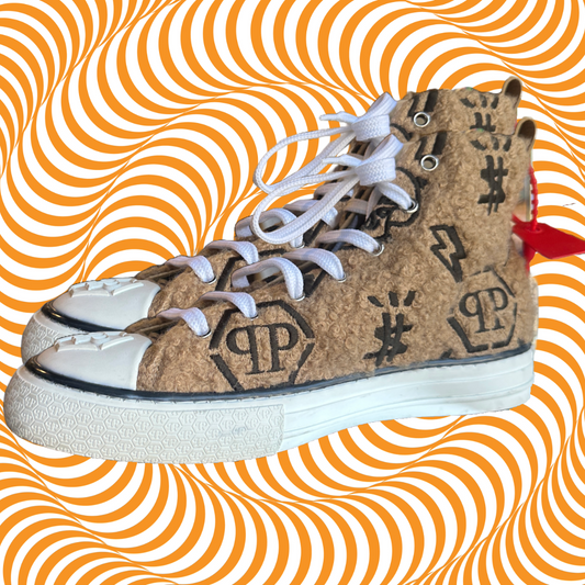 PHILIPP PLEIN Hi-Top Sneakers Embroidery Monogram Megastar | Size 41