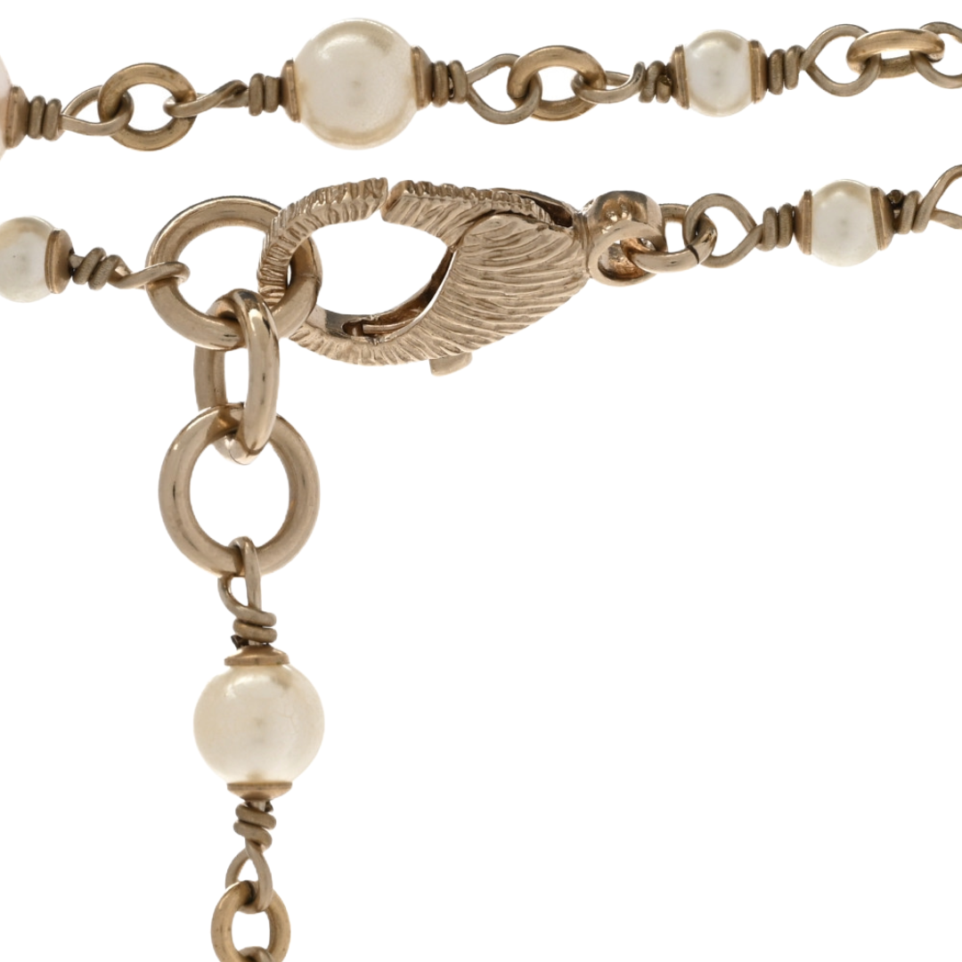 CHANEL Pearl Bead CC Flower Necklace | 49.5 in.