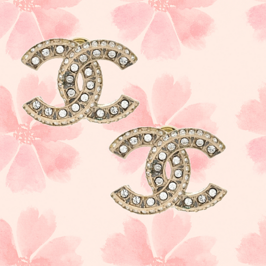 CHANEL Crystal CC Earrings in Gold | 0.74 x 0.5 in.