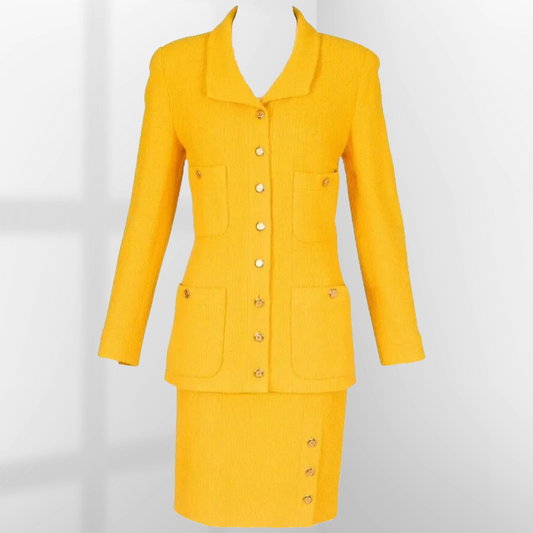 Chanel Yellow Wool Skirt Suit – Collection 19 (US Size 6-8)