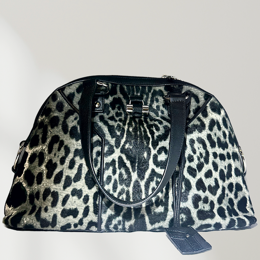 SAINT LAURENT Snow Leopard Muse Top Handle Bag