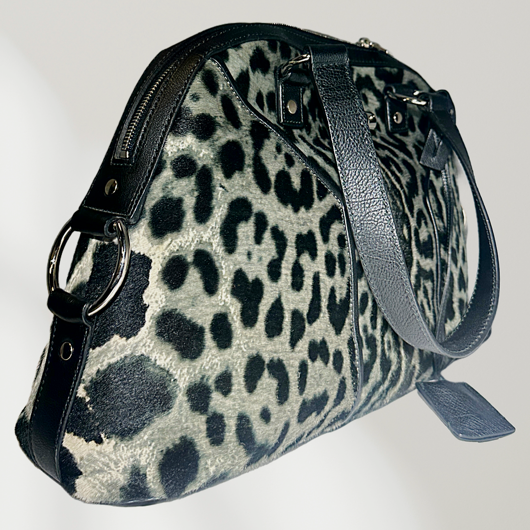 SAINT LAURENT Snow Leopard Muse Top Handle Bag