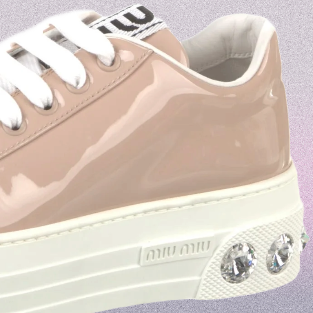 MIU MIU Crystal Embellished Platform Sneakers | Size 41