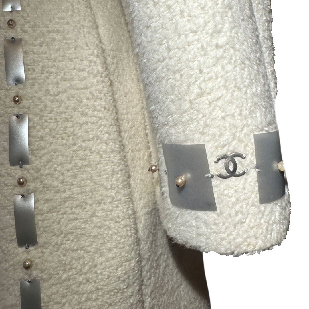 CHANEL Off-White Bouclé Coat | Size 38