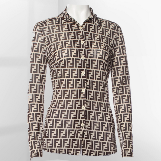 FENDI Zucca-Print Blouse Size S