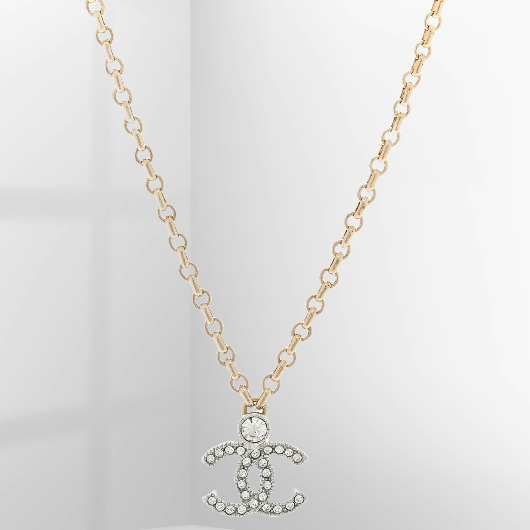 CHANEL Strass CC Pendant Necklace