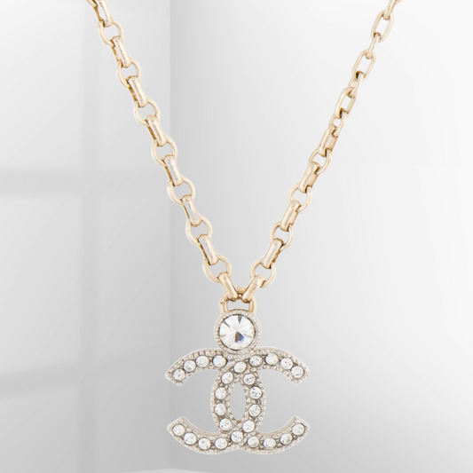 CHANEL Strass CC Pendant Necklace