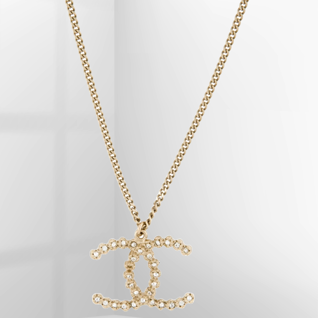 CHANEL Strass CC Pendant Necklace