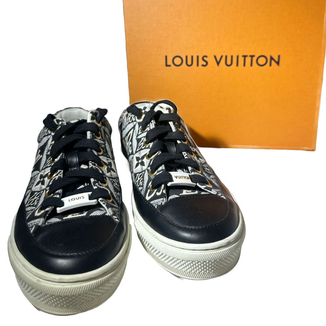 LOUIS VUITTON Stellar Sneakers 'White Black Monogram' 1A8DDA | Size 35.5