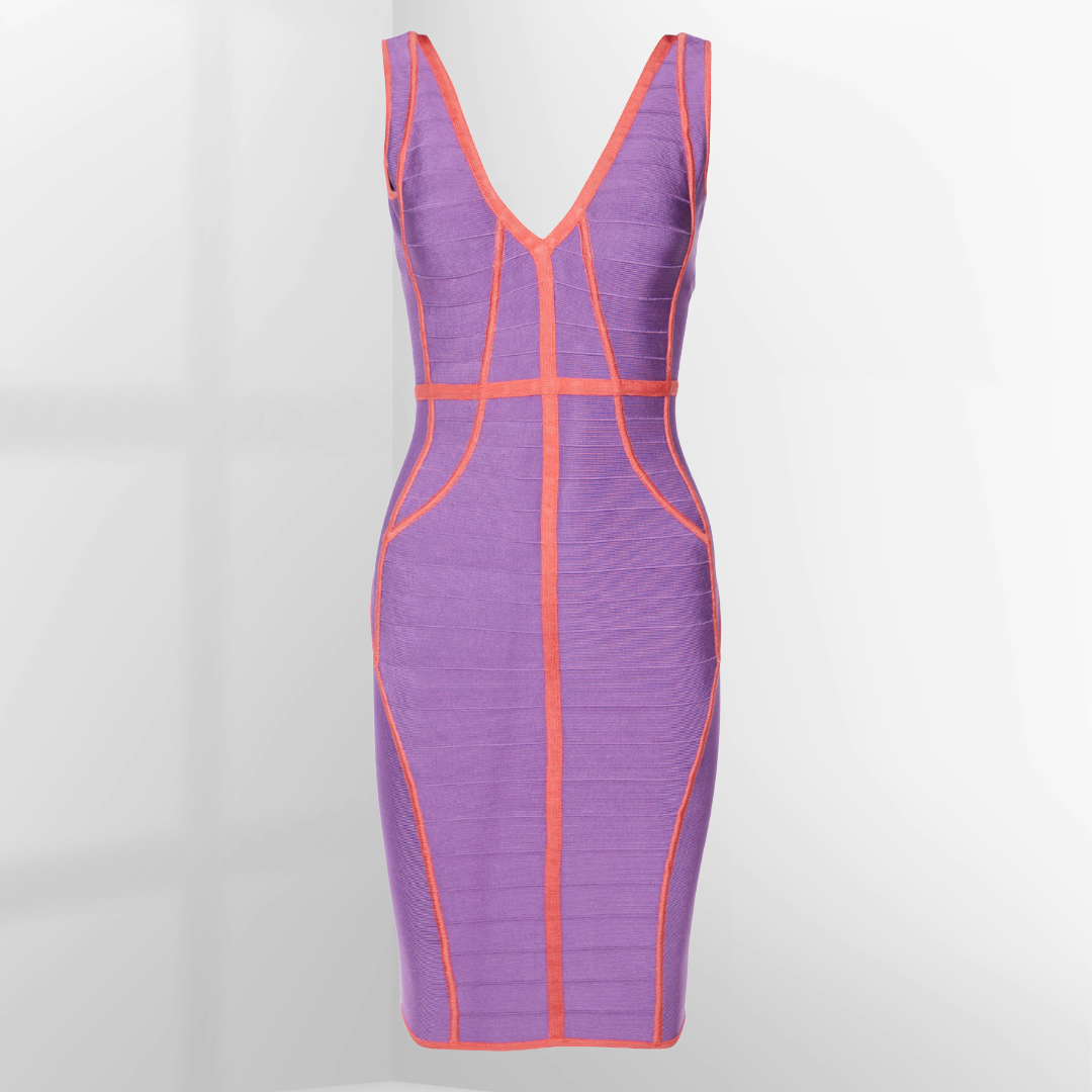 Hervé Léger Saint Tropez Bandage Dress in Purple and Orange