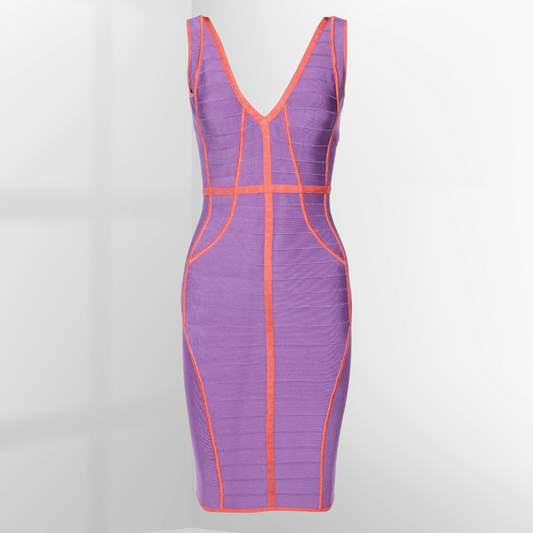 Hervé Léger Saint Tropez Bandage Dress in Purple and Orange | L