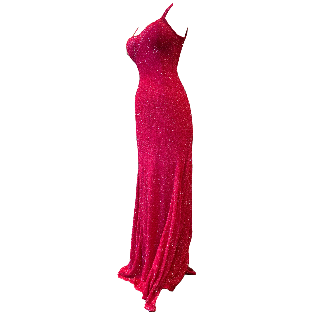 THEIA Red Beaded Gown | Fits Size 4